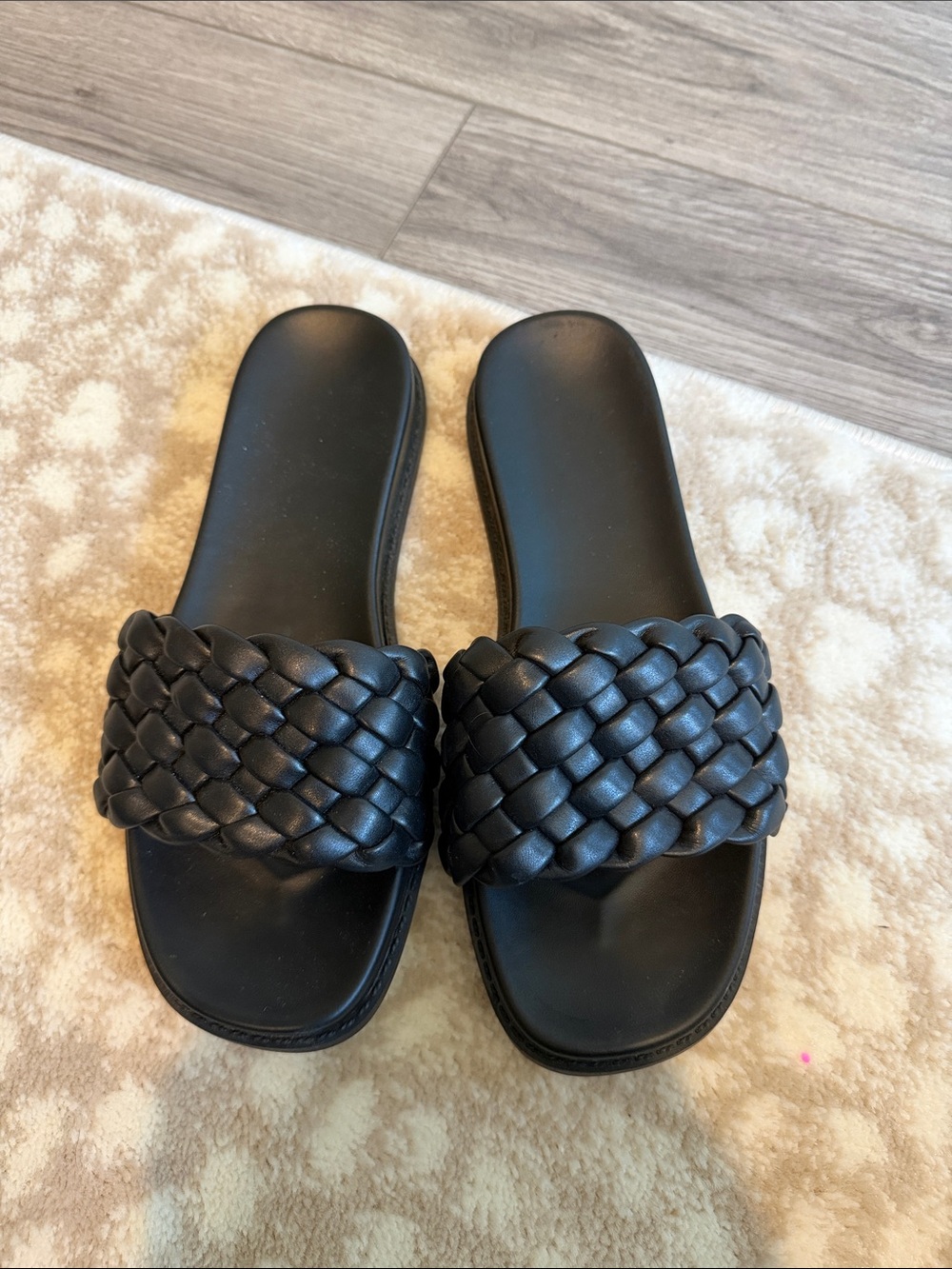 Women's Black Braided Slide Sandals